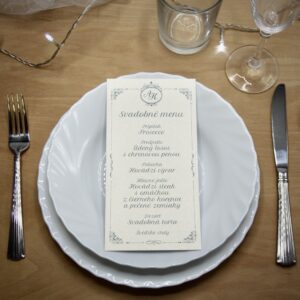 Svadobné menu na stôl – krásne dizajnové kartičky s prehľadom jedál, ktoré očarí každého hosťa!